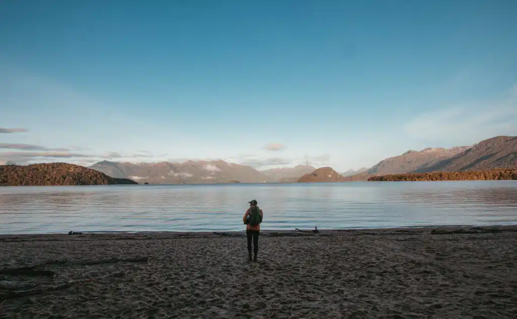 man stands in beach