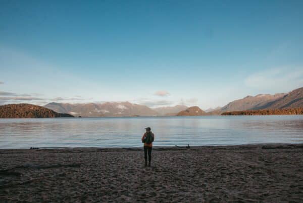 man stands in beach