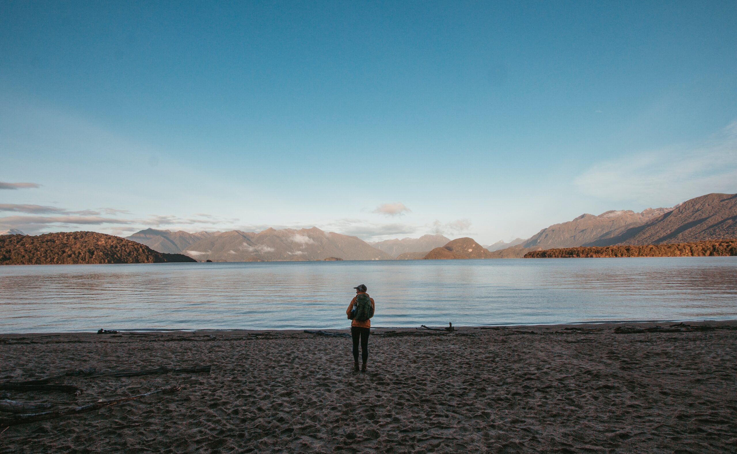 man stands in beach
