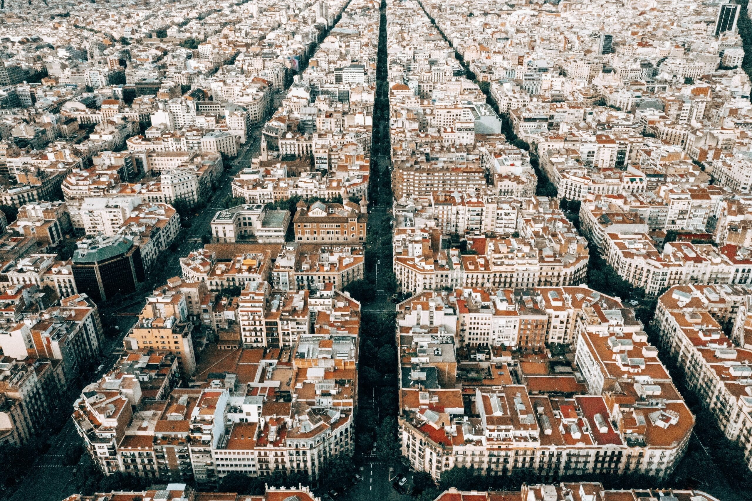 brown buildings lot