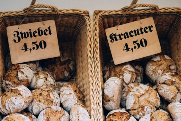 baked pastries on wicker baskets